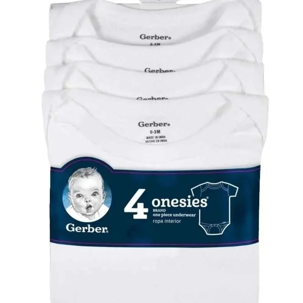 NWT Gerber Classic White Onesies 4 Pack ~0-3M